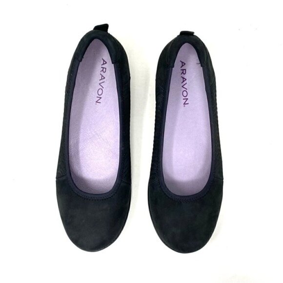 Aravon Black Abbey Ballet Flat NARROW - Picture 4 of 7